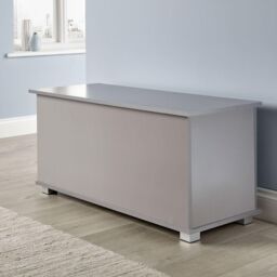 Home Source Ottoman Storage Chest Toy Bedding or Blanket Box Large Wooden Home in Grey - thumbnail 2