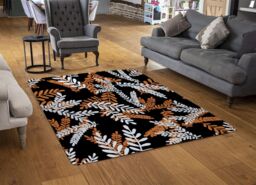 Benjamin Tate Design White & Orange Olive Leaves Rug in Natural - Size: Large - thumbnail 2