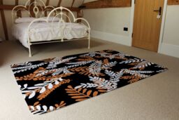 Benjamin Tate Design White & Orange Olive Leaves Rug in Natural - Size: Large - thumbnail 3