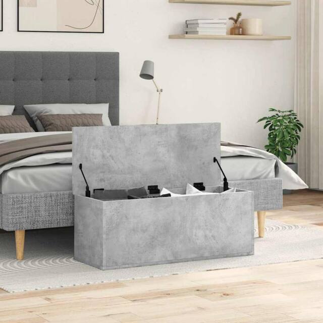 Berkfield Home Storage Box Concrete Grey 90x35x35 cm Engineered Wood - Size: 90 x 35 x 35 cm - image 1