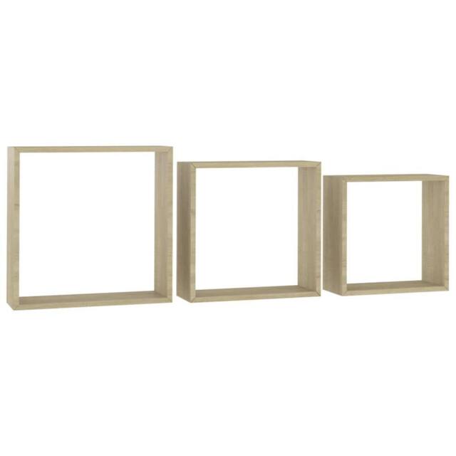 Berkfield Home Wall Cube Shelves 3 pcs Sonoma Oak in Light Brown - image 1