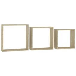 Berkfield Home Wall Cube Shelves 3 pcs Sonoma Oak in Light Brown