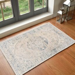 Livabliss Lilian-Washable Grey Blue Vintage Traditional Boho Living Dining Rug in Brown - Size: 66 cm x 120 cm - thumbnail 8