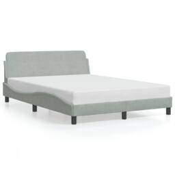 Berkfield Home Bed Frame without Mattress Light Grey 135x190 cm Double Velvet - thumbnail 2