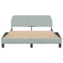 Berkfield Home Bed Frame without Mattress Light Grey 135x190 cm Double Velvet - thumbnail 4