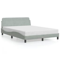 Berkfield Home Bed Frame without Mattress Light Grey 135x190 cm Double Velvet - thumbnail 1