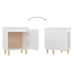 Berkfield Home Bed Cabinets with Solid Wood Legs 2 pcs White 40x30x50 cm - Size: 40 x 30 x 50 cm - thumbnail 6