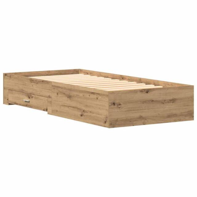 Berkfield Home Bed Frame Artisan Oak 90x190 cm Engineered Wood in Brown - image 1