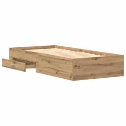 Berkfield Home Bed Frame Artisan Oak 90x190 cm Engineered Wood in Brown - thumbnail 5