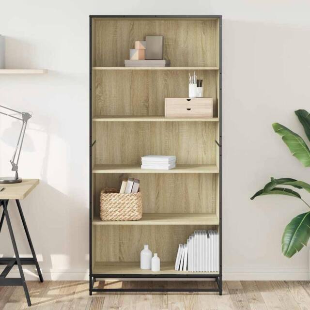 Berkfield Home Modern Bookcase Sonoma Oak 80.5x35x170.5 cm Engineered Wood in Brown - image 1