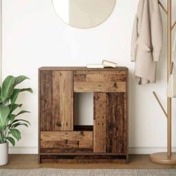 Berkfield Home Sideboard with Drawers & Doors Old Wood 70.5x34x74.5 cm in Brown - thumbnail 1