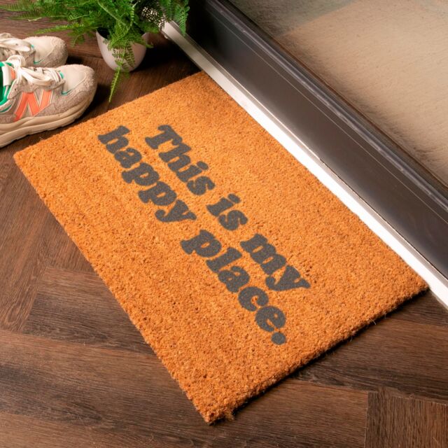 Artsy Mats Grey This Is My Happy Place Doormat - Size: 40 cm x 60 cm - image 1