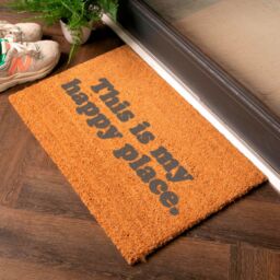 Artsy Mats Grey This Is My Happy Place Doormat - Size: 40 cm x 60 cm - thumbnail 1