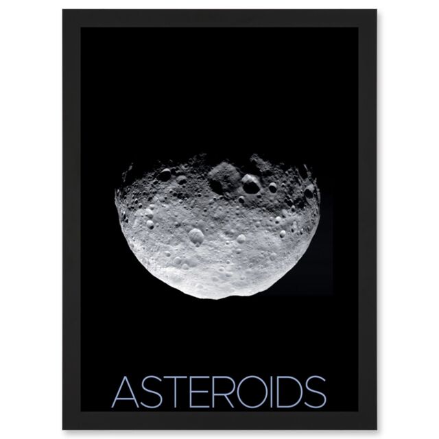 Artery8 NASA Asteroid Protoplanet Vesta North Pole Poster Artwork Framed Wall Art Print A4 in Black - image 1