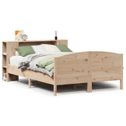 Berkfield Home Bookcase Bed without Mattress 135x190cm Solid Wood Pine in Brown - Size: 135x190 cm - thumbnail 2