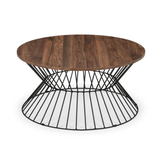 Cheshire Carloway Round Wire Coffee Table in Walnut & Black - image 1