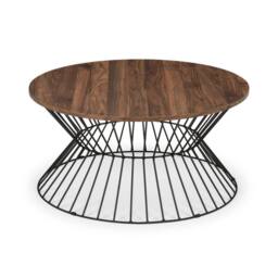 Cheshire Carloway Round Wire Coffee Table in Walnut & Black - thumbnail 1