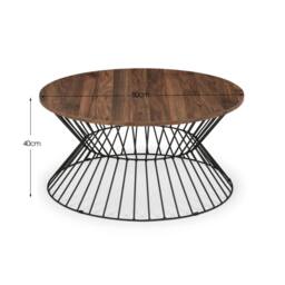 Cheshire Carloway Round Wire Coffee Table in Walnut & Black - thumbnail 5