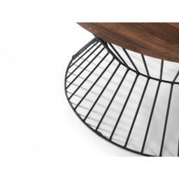 Cheshire Carloway Round Wire Coffee Table in Walnut & Black - thumbnail 4