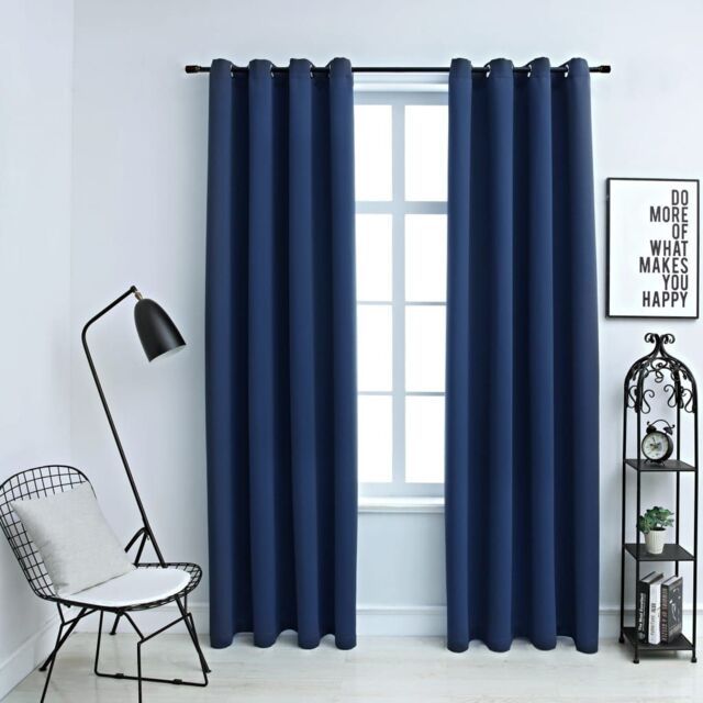 Berkfield Home Blackout Curtains with Metal Rings 2 pcs Blue 140x245 cm - image 1