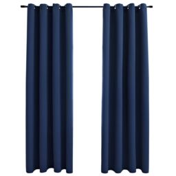 Berkfield Home Blackout Curtains with Metal Rings 2 pcs Blue 140x245 cm - thumbnail 2