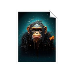 "Warren Reed - Designer Monkey Face Splashart Blue Unframed Art Print - Size: W16"" x H24""" - thumbnail 2