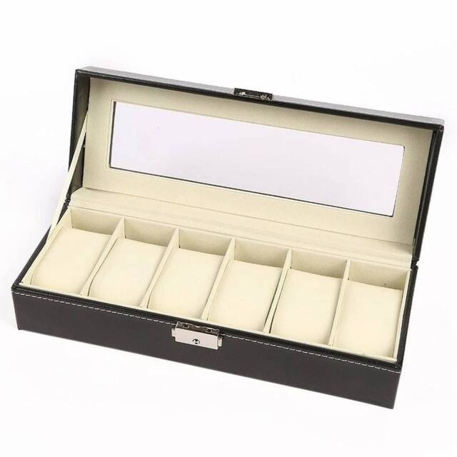 Kelvenix 6 Compartments Watch Box, Jewelry Storage in Black - image 1