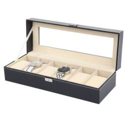 Kelvenix 6 Compartments Watch Box, Jewelry Storage in Black - thumbnail 3