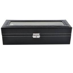 Kelvenix 6 Compartments Watch Box, Jewelry Storage in Black - thumbnail 4