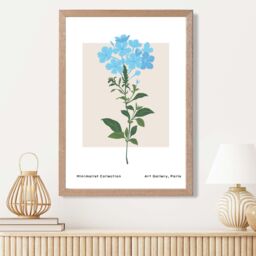 ARTZE Blue Forget Me Not Flower Market Simplicity Framed Print SIZE: A4 with Oak Frame in Mid Blue - thumbnail 2