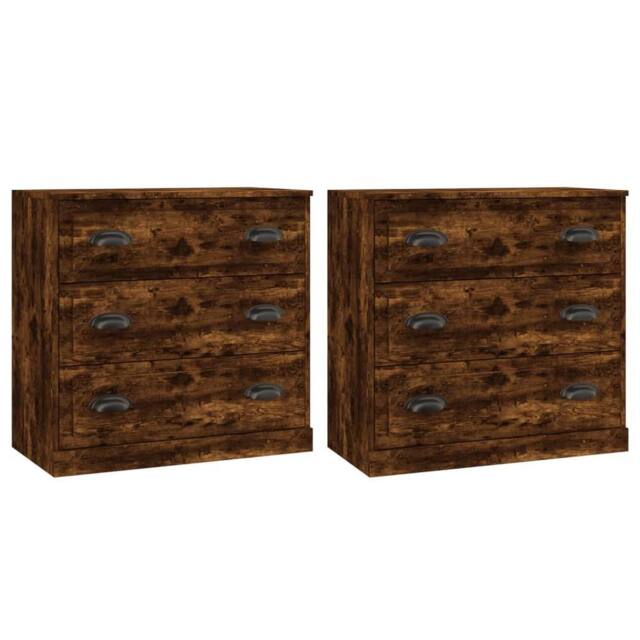 Berkfield Home Sideboards 2 pcs Smoked Oak Engineered Wood in Brown - image 1