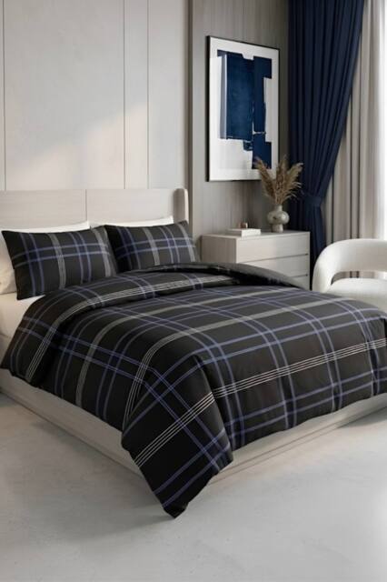 Pamposh Brushed Microfibre Duvet Cover Set King Size Reversible Bedding Sets in Black - Size: Single - image 1