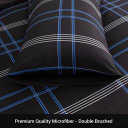 Pamposh Brushed Microfibre Duvet Cover Set King Size Reversible Bedding Sets in Black - Size: Single - thumbnail 8