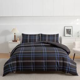 Pamposh Brushed Microfibre Duvet Cover Set King Size Reversible Bedding Sets in Black - Size: Single - thumbnail 3