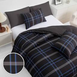 Pamposh Brushed Microfibre Duvet Cover Set King Size Reversible Bedding Sets in Black - Size: Single - thumbnail 5