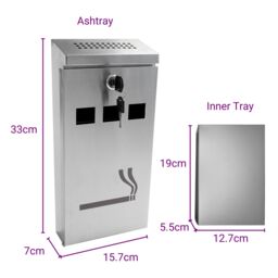 Furnished Outdoor Wall Mounted Steel Lockable Smoke Ash Tray in Black - thumbnail 3