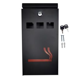 Furnished Outdoor Wall Mounted Steel Lockable Smoke Ash Tray in Black - thumbnail 1