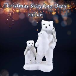 VFM e-Store Christmas Polar Bear Decoration 35cm x 21cm White X 1 - Size: 35 cm x 21 cm - thumbnail 3