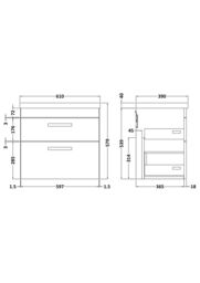 Balterley Bathroom Wall Hung Vanity Basin Unit White Brushed Brass Handles 600mm - thumbnail 8