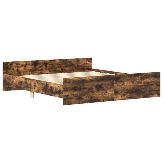 Berkfield Home Durable Bed Frame with Headboard with Footboard Smoked Oak 180x20 in Brown - Size: Super King - image 1