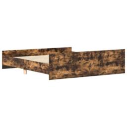 Berkfield Home Durable Bed Frame with Headboard with Footboard Smoked Oak 180x20 in Brown - Size: Super King - thumbnail 7