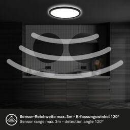 BRILONER LED Bathroom Ceiling Light with Motion Detector in Black - thumbnail 6