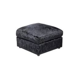 LUXURY LIFE Declan Crushed Velvet Fabric Footstool in Black - thumbnail 2