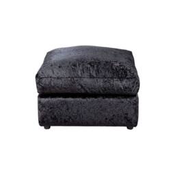 LUXURY LIFE Declan Crushed Velvet Fabric Footstool in Black