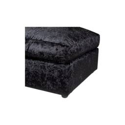 LUXURY LIFE Declan Crushed Velvet Fabric Footstool in Black - thumbnail 3