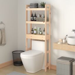 Berkfield Home Toilet Rack 63x26x171 cm Solid Wood Pine in Brown - Size: 63 x 26 x 171 cm - thumbnail 1