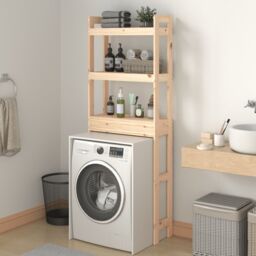 Berkfield Home Toilet Rack 63x26x171 cm Solid Wood Pine in Brown - Size: 63 x 26 x 171 cm - thumbnail 3