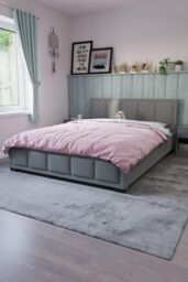 Home Discount Vida Designs Vanita Bed Frame Linen Fabric UKFR Storage Furniture in Light Grey - Size: Double - thumbnail 1