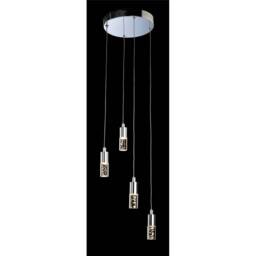 Netlighting Focus LED 4 Light Cluster Pendant Chrome Clear Acrylic Bubble Shade in Grey