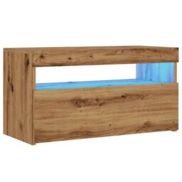 Berkfield Home TV Cabinets with LED Lights 2 pcs Artisan Oak Engineered Wood in Brown - thumbnail 3